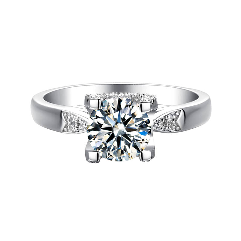 6.5mm 1ct Moissanite Ring in 18K White Gold or Sterling Silver