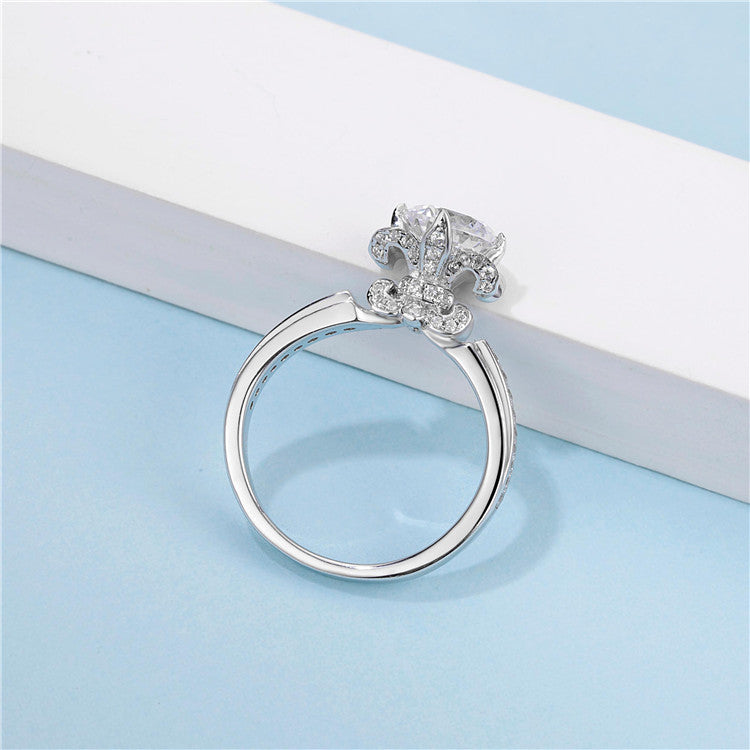 6.5mm 1ct Round Brilliant Moissanite Ring in 18K White Gold or Sterling Silver