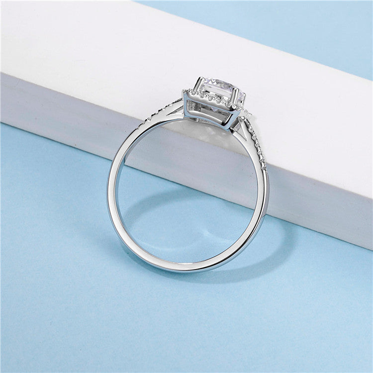 6.5mm 1ct Moissanite Ring in 18K White Gold or Sterling Silver