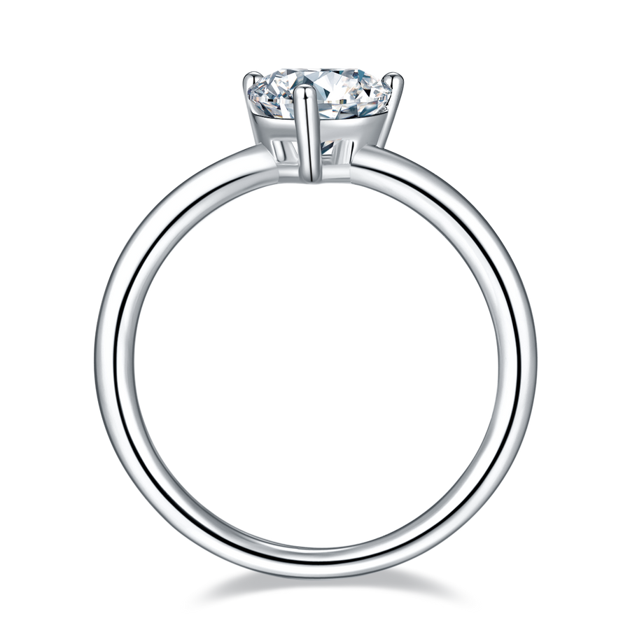 1ct Heart-Shaped Moissanite Ring in 18K White Gold or Sterling Silver