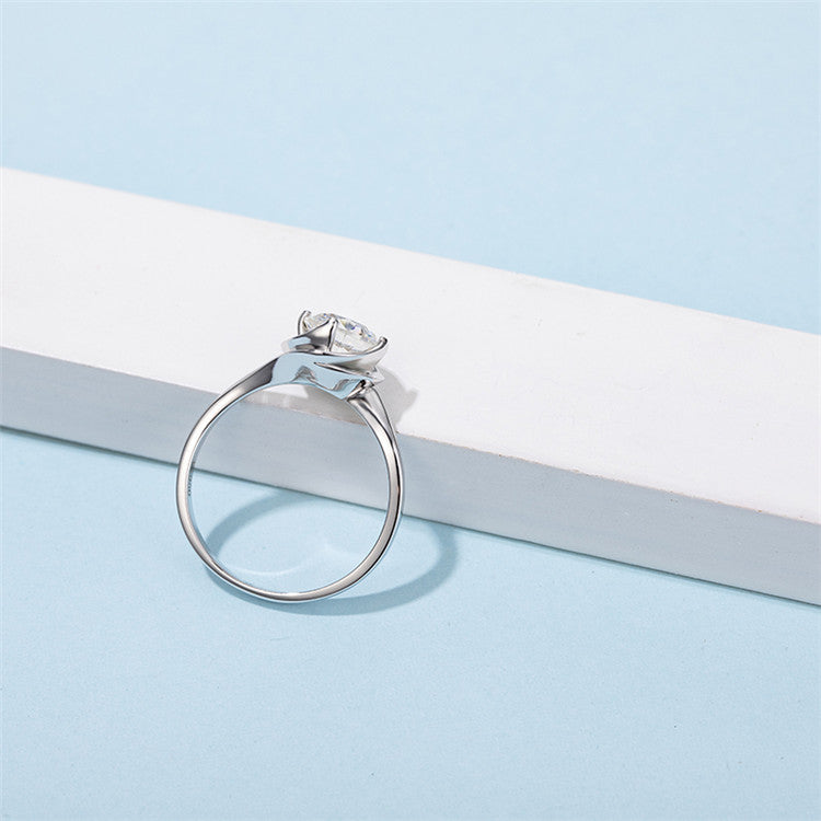 Solitaire 1ct Round Brilliant Cut Moissanite Ring in 18K White Gold or Sterling Silver