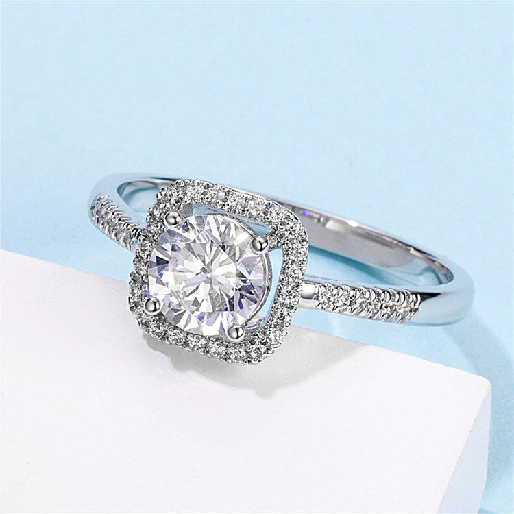 6.5mm 1ct Moissanite Ring in 18K White Gold or Sterling Silver