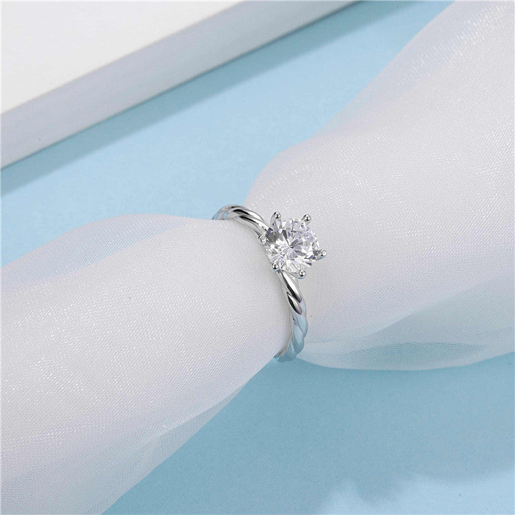 Classical 1ct Round Brilliant Cut Moissanite Ring in 18K White Gold or Sterling Silver