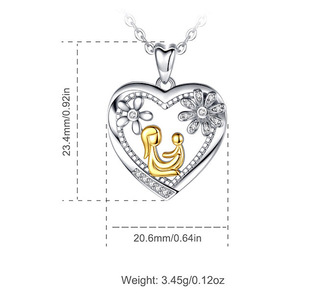 Sterling Silver Heart Necklace with Cubic Zirconia, Gold and Rhodium Plated, Necklace for Mum