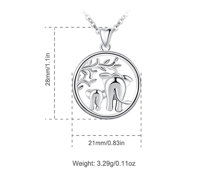 Elephant Necklace in Sterling Silver, Rhodium Plated, for mum