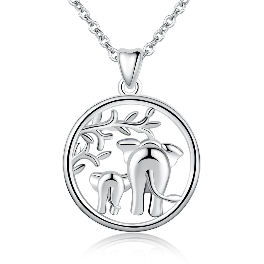 Elephant Necklace in Sterling Silver, Rhodium Plated, for mum