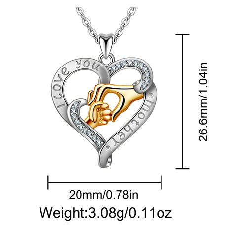 Sterling Silver Heart Necklace, Gold and Rhodium Plated, Necklace for Mum