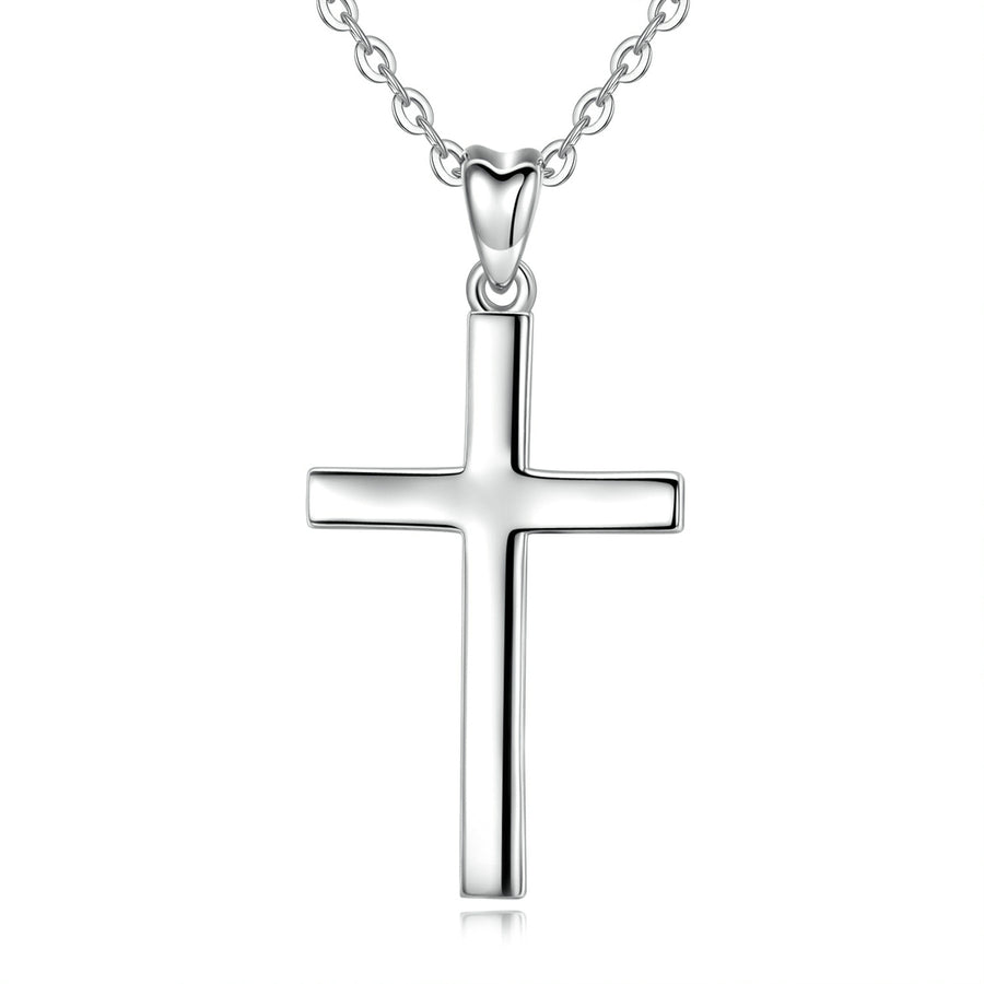 Cross Necklace in Sterling Silver, Rhodium Plated