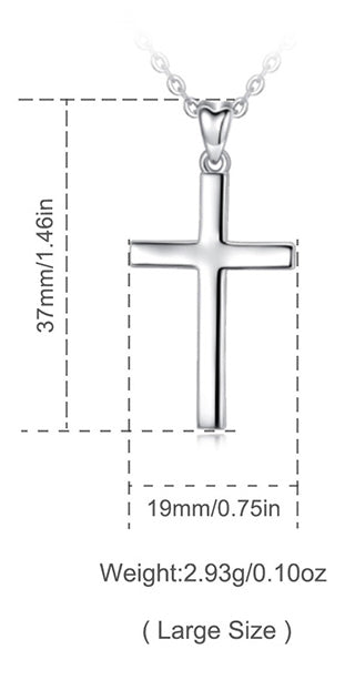 Cross Necklace in Sterling Silver, Rhodium Plated